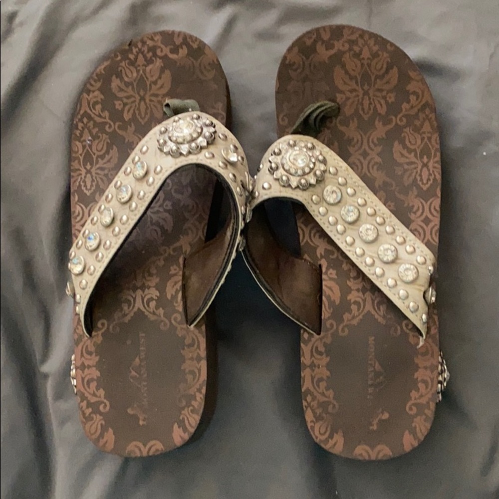 Jeweled western flip flops
